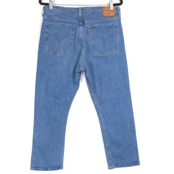 LEVI'S PREMIUM Women's Wedgie Straight Jeans Button Fly Distressed